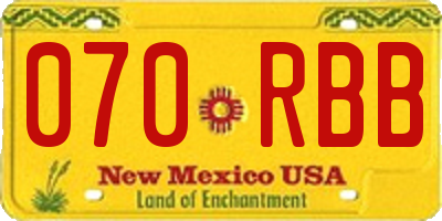 NM license plate 070RBB