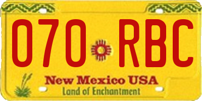 NM license plate 070RBC