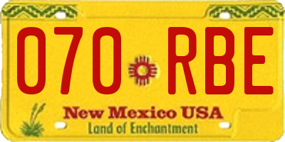 NM license plate 070RBE