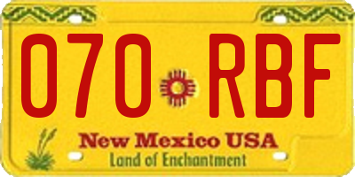 NM license plate 070RBF