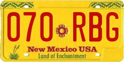 NM license plate 070RBG
