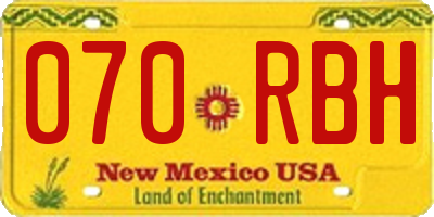 NM license plate 070RBH