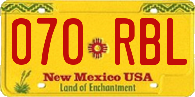 NM license plate 070RBL