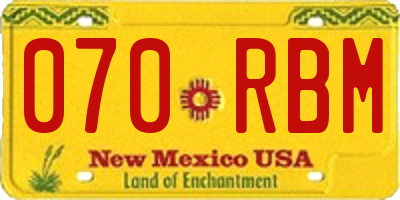 NM license plate 070RBM