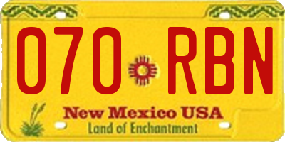 NM license plate 070RBN