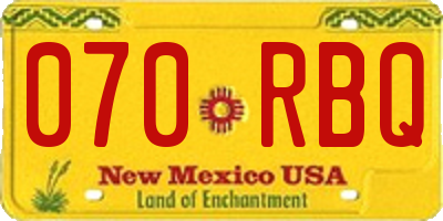 NM license plate 070RBQ