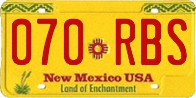 NM license plate 070RBS