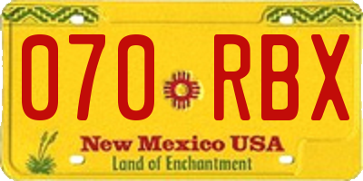 NM license plate 070RBX