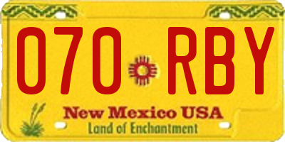 NM license plate 070RBY