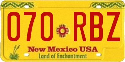 NM license plate 070RBZ