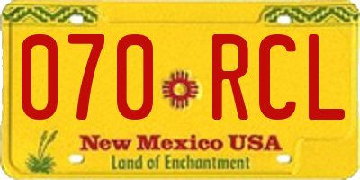 NM license plate 070RCL