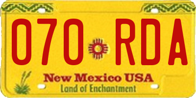 NM license plate 070RDA