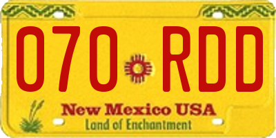 NM license plate 070RDD