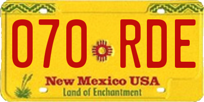 NM license plate 070RDE