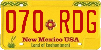 NM license plate 070RDG