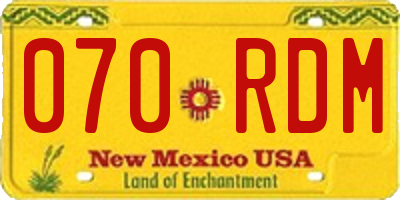 NM license plate 070RDM