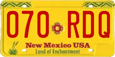 NM license plate 070RDQ