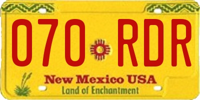 NM license plate 070RDR