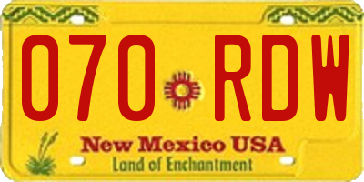 NM license plate 070RDW