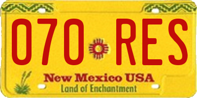 NM license plate 070RES