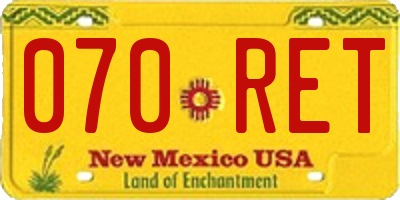 NM license plate 070RET