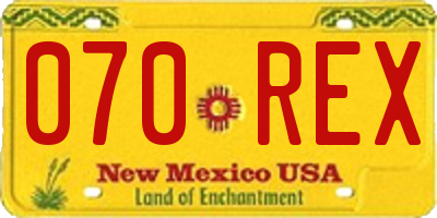 NM license plate 070REX