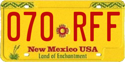 NM license plate 070RFF