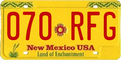 NM license plate 070RFG