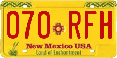 NM license plate 070RFH