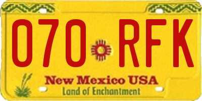 NM license plate 070RFK