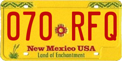 NM license plate 070RFQ