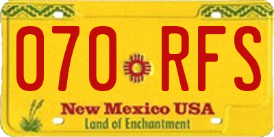 NM license plate 070RFS