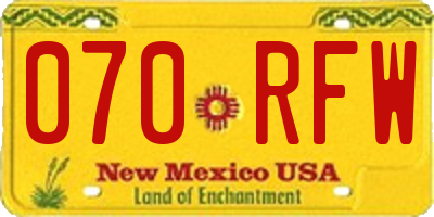 NM license plate 070RFW