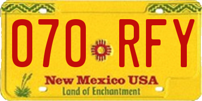 NM license plate 070RFY