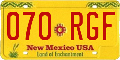 NM license plate 070RGF