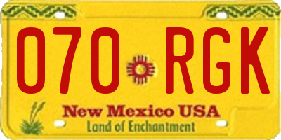 NM license plate 070RGK