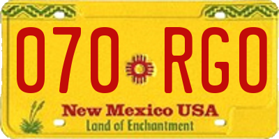 NM license plate 070RGO