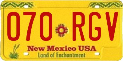 NM license plate 070RGV