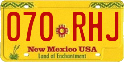 NM license plate 070RHJ