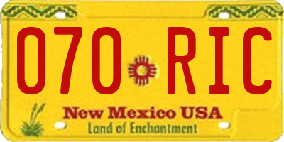NM license plate 070RIC