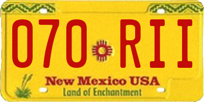 NM license plate 070RII
