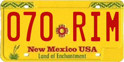NM license plate 070RIM