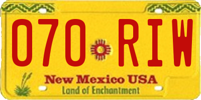 NM license plate 070RIW
