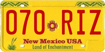 NM license plate 070RIZ
