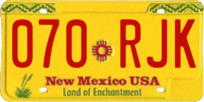 NM license plate 070RJK
