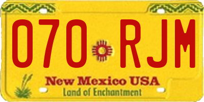 NM license plate 070RJM