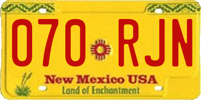 NM license plate 070RJN