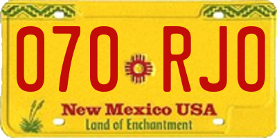 NM license plate 070RJO