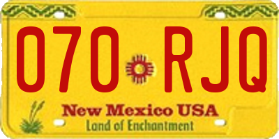 NM license plate 070RJQ