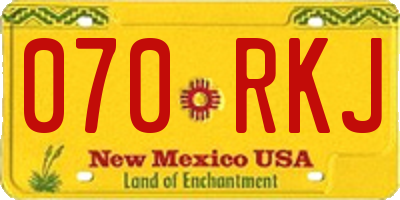 NM license plate 070RKJ